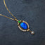 18K Gold Oval Cut 0.40ct Natural Opal Akoya Pearl Pendant Necklace 18"