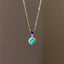 18K Gold Round Cut 0.20ct Natural Opal Sapphire Diamond Necklace 18"