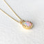 18K Gold 0.60ct Natural Opal Diamond Eggshell Shape Pendant Necklace 18"