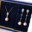 18K Gold 0.13ct Natural Opal Akoya Pearl Diamond Emerald Drop Earrings