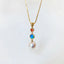 18K Gold 0.06ct Natural Opal 8mm Akoya Pearl Pendant Necklace 18