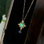 18K Gold 0.40ct Natural Opal Diamond Vintage Pendant Necklace 18"