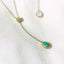 18K Gold Pear Cut 0.12ct Natural Opal Mother of Pearl Diamond Sweater Necklace 20.8"