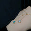 18K Gold Pear Cut 0.12ct Natural Opal Mother of Pearl Diamond Sweater Necklace 20.8"