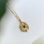18K Gold Round Cut 0.15ct Natural Emerald Diamond Pendant Necklace 18"