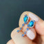 18K Gold Unusual Shape 0.80ct Natural Opal Diamond Sapphire Drop Earrings