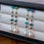 18K Gold 2.0ct Natural Opal Freshwater Pearl Emerald Sapphire Drop Earrings