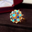 18K Gold 1.2CTTW Natural Opal & 1.0CTTW Natural Sapphire Flower Shape Ring