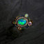 18K Gold 0.6ct Oval Cut Natural Opal Gemstone Halo Ring