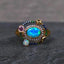 18K Gold 0.6ct Oval Cut Natural Opal Gemstone Halo Ring