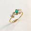 18K Gold 0.15ct Oval Cut Natural Emerald 0.01ct Diamond Akoya Pear Ring