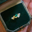 18K Gold 0.15ct Oval Cut Natural Emerald 0.01ct Diamond Akoya Pear Ring