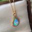18K Gold Pear Cut 0.70ct Natural Opal Gemstone Halo Pendant Necklace 18"