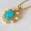 18K Gold Oval Cut 1.0ct Natural Opal AKOYA Pearl Vintage Pendant Necklace 18"