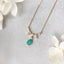 18K Gold Pear Cut 0.11ct Natural Opal Real 0.12ct Diamond Necklace 18
