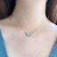 18K Gold 0.18ct Natural Opal Real 0.15ct Diamond Sapphire Butterfly Necklace 18"