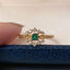 18K Gold 0.15ct Square Cut Natural Emerald Real Diamond Vintage Ring