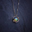 18K Gold 0.35ct Natural Opal Real Sapphire Diamond Pendant Necklace 18"