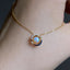 18K Gold 0.35ct Natural Opal Real Sapphire Diamond Pendant Necklace 18"