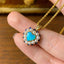 18K Gold Heart Shape 0.7ct Natural Opal Real Sapphire Pearl Pendant Necklace 18"