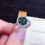 Round Cut 8mm Green Created Diamond Classic Halo Ring For Women Adjustable