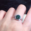 Round Cut 8mm Green Created Diamond Classic Halo Ring For Women Adjustable