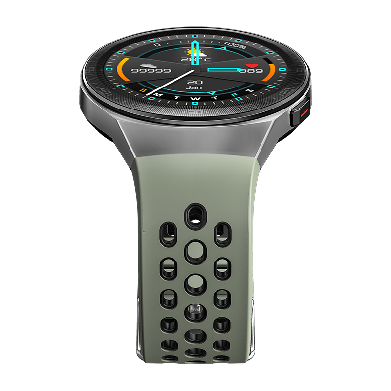 Smart Watch Metal Plastic 1.28 In Round Screen Colorful Dial IP67 Waterproof Multifunctional Men Sports Watch TPU Watchband