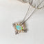 18K White & Gold Oval Cut 0.7ct Natural Opal Akoya Pearl Diamond Pendant Necklace 18"
