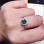 Round Cut 1Carat Green Crected Diamond Classic Halo Ring Adjustable