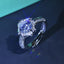 Round 8mm Created Diamond Flower Shape Halo Ring Adjustable