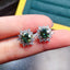 5.0mm Round Green Created Diamond Classic Halo Stud Earrings