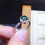 Round 6.5mm Green Created Diamond Halo Simple Ring Adjustable