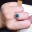 Round 6.5mm Green Created Diamond Flower Shape Halo Ring Adjustable