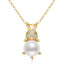 14K Gold Yellow 9.5-10mm Natural Freshwater Pearl Cute Animal Pendant Necklace