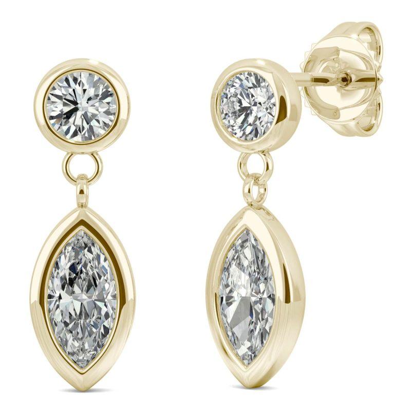 925 Sterling Sliver/14K/18K Gold Marquise Cut 3x6mm Moissanite Diamond Drop Earrings