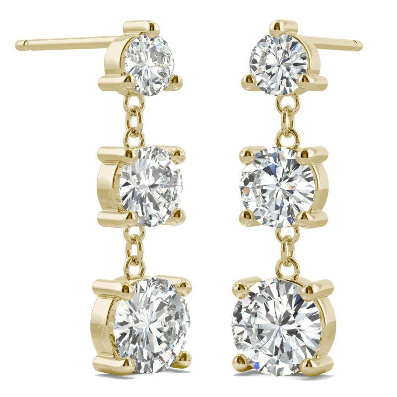 925 Sterling Sliver/14K/18K Gold Round 2.4CTTW Moissanite Diamond Drop Earrings