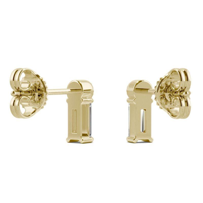 925 Sterling Sliver/14K/18K Gold Emerald Cut 2x4mm Moissanite Diamond Stud Earrings