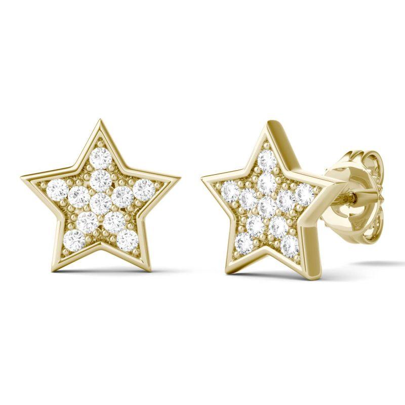 925 Sterling Sliver/14K/18K Gold 1.3mm Round Moissanite Diamond Star Stud Earrings