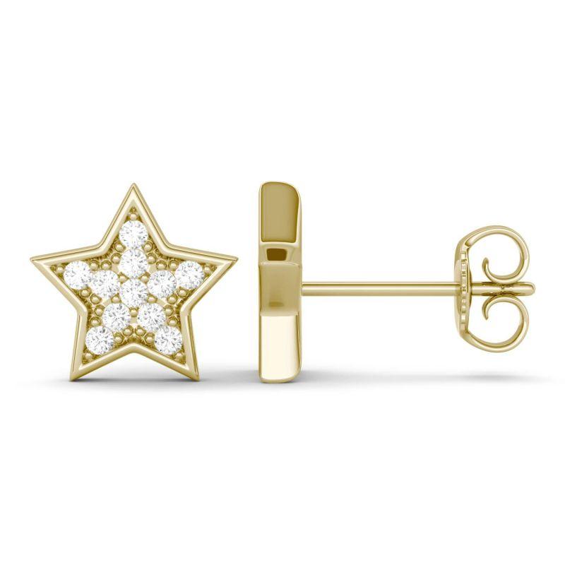 925 Sterling Sliver/14K/18K Gold 1.3mm Round Moissanite Diamond Star Stud Earrings
