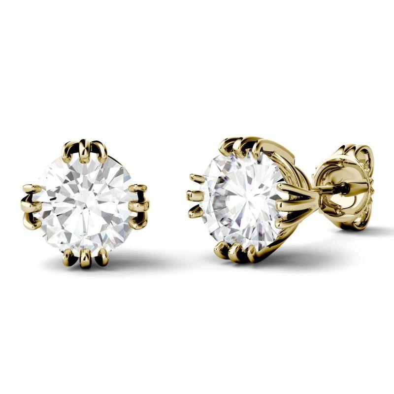 925 Sterling Sliver/14K/18K Gold 4.0mm/5.0mm Round Triple Prong Solitaire Stud Earrings