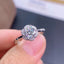 Round Cut 2Carat Created Diamond Flower Shape Halo Ring Adjustable