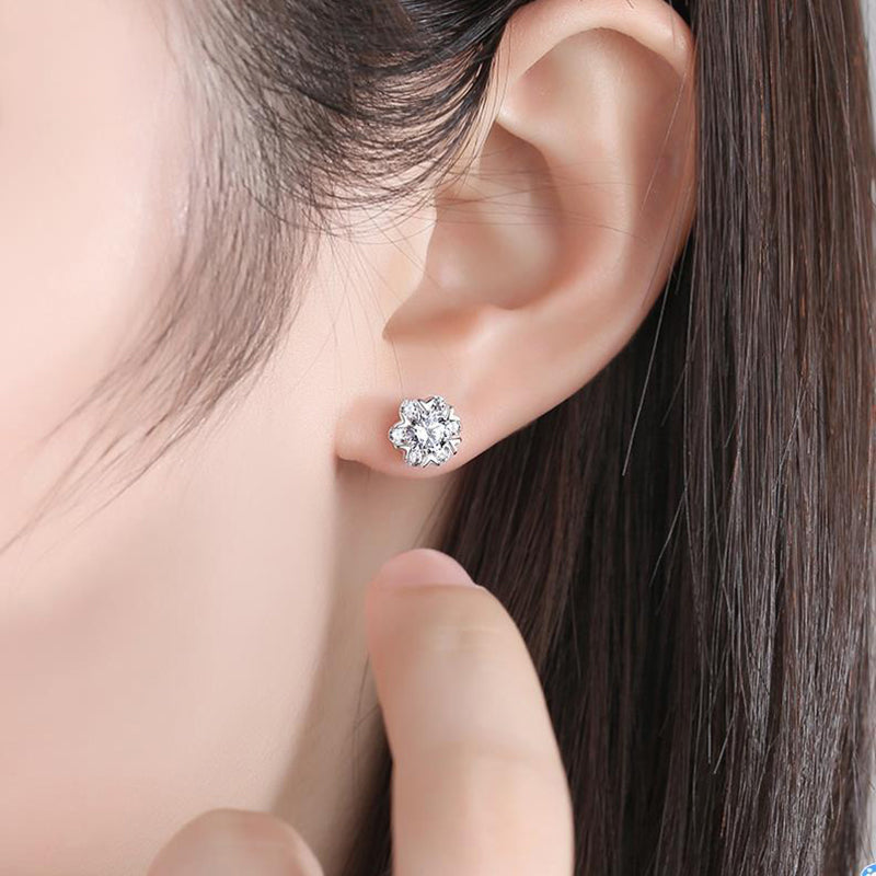 Round Cut 5.0mm Created Diamond Six Prong Plum Stud Earrings