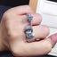 Round Cut 6.5mm Created Diamond Men Women Couple Ring Adjustable