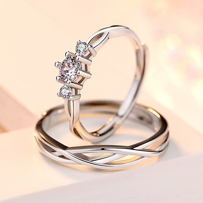 Round Cut Created Diamond Simple Couple Ring