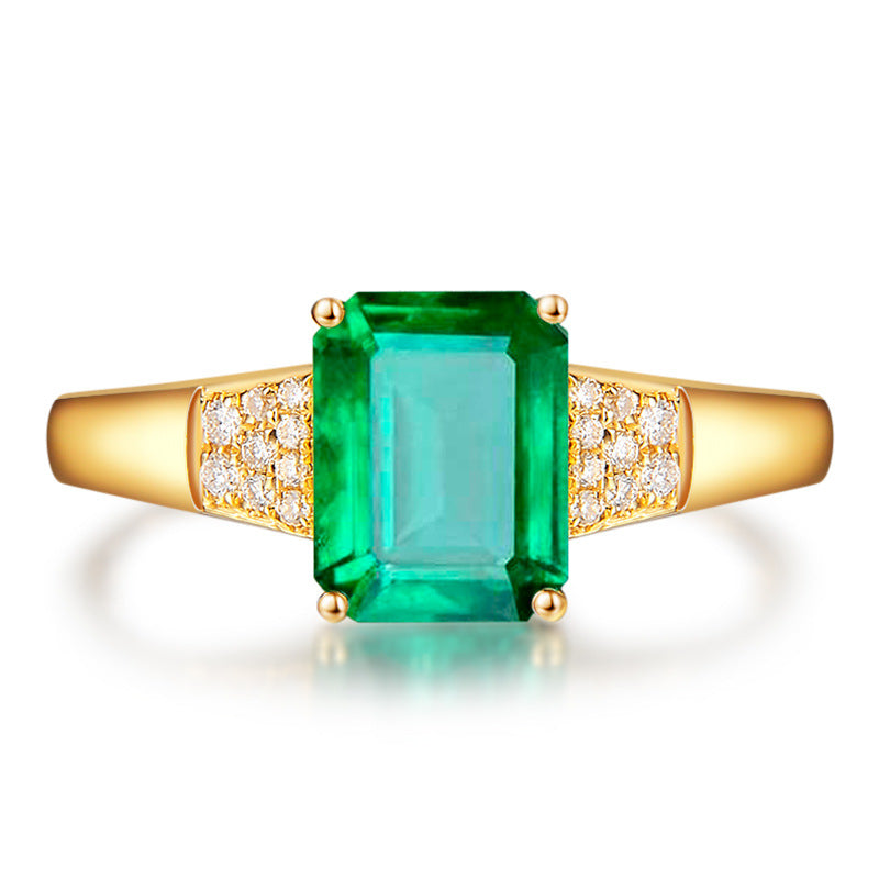 Simulated Emerald Classic Ring Adjustable