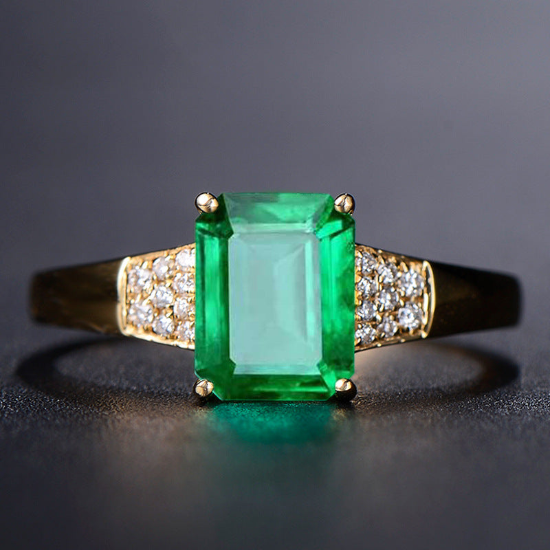 Simulated Emerald Classic Ring Adjustable