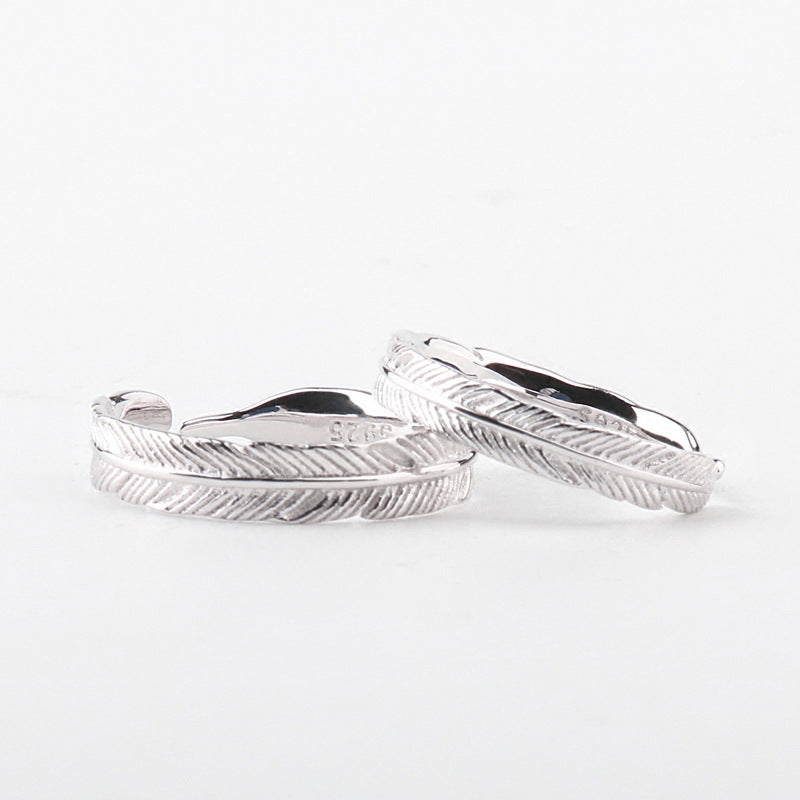 Personalized Design Feather Metal Couple Feather Ring
