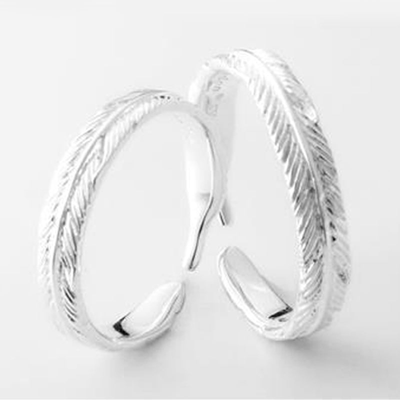 Personalized Design Feather Metal Couple Feather Ring