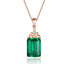 Rose Gold Rectangular 10*14mm Simulated Emerald Pendant Necklace 18"