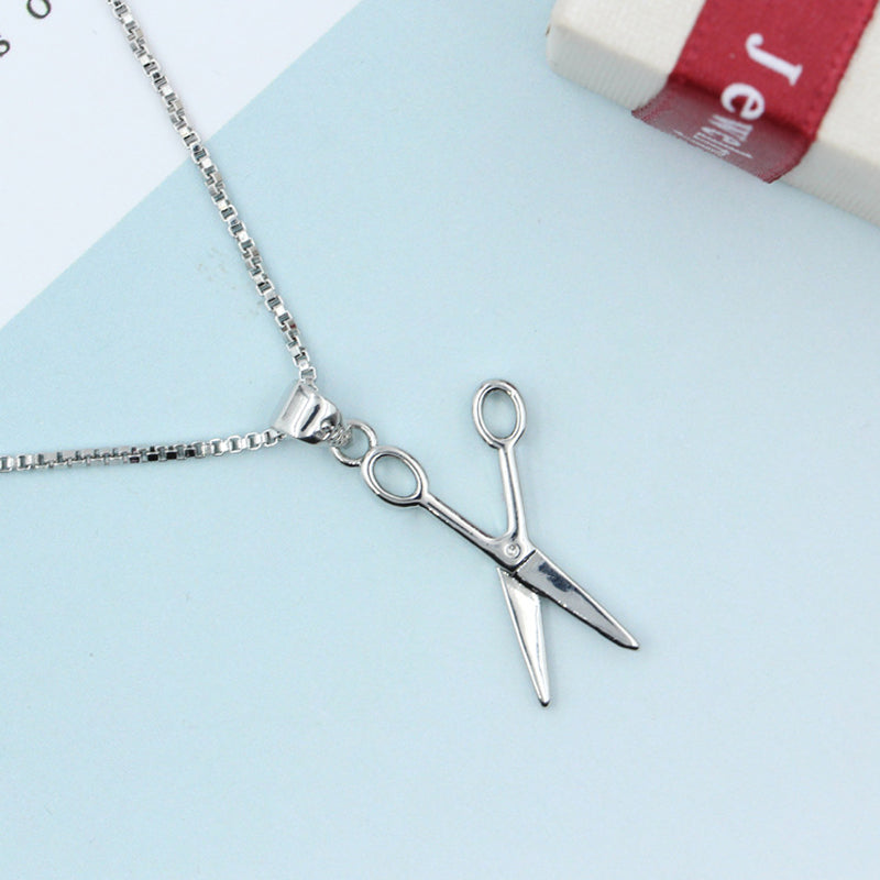 Personalized Creative Small Scissors Pendant Necklace 18"